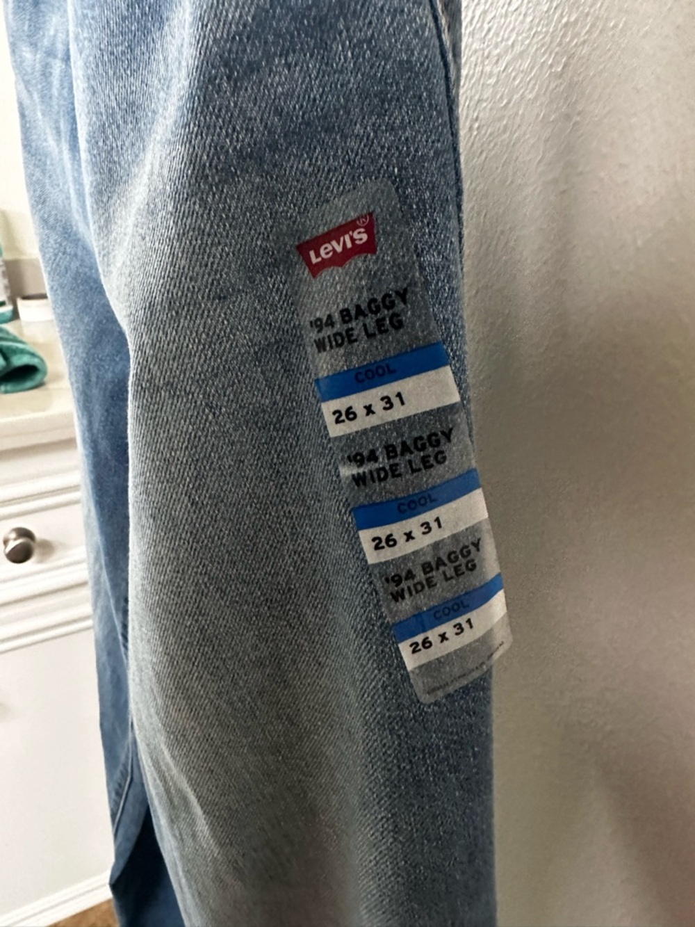 Levi's Light Blue Wide Leg Jeans with Red Logo Patch